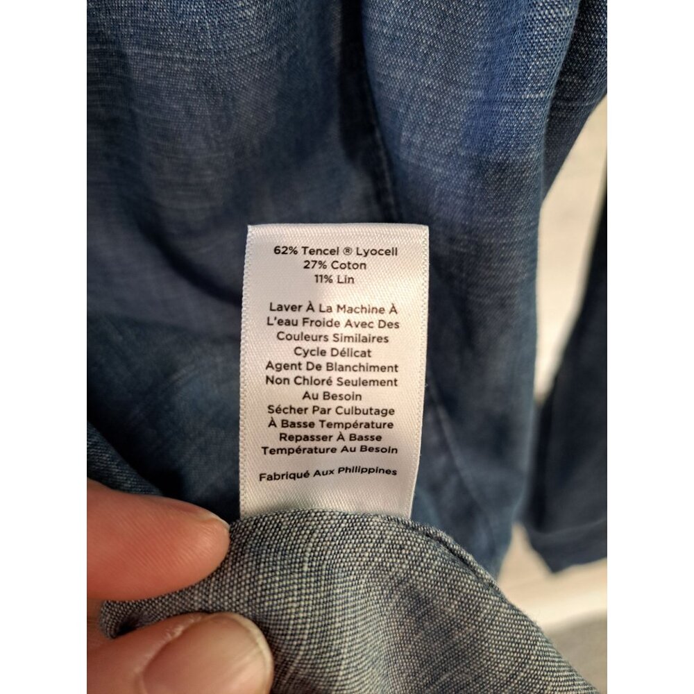 Talbots Womens Linen Blend Denim Chambray Blazer Jacket IX Single Button Front - Picture 9 of 12